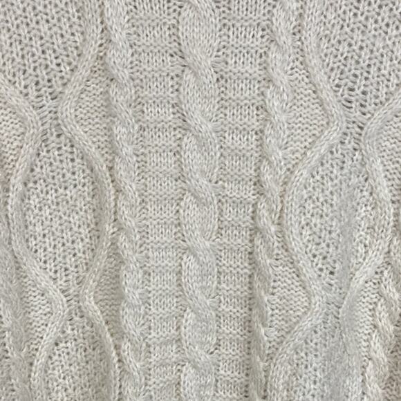 POL Women’s Cream Cable Knit Sweater Oversized Relaxed Fit Size M Boho Preppy - Picture 3 of 9